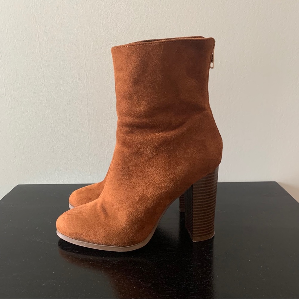 Cognac Boot Block Heel